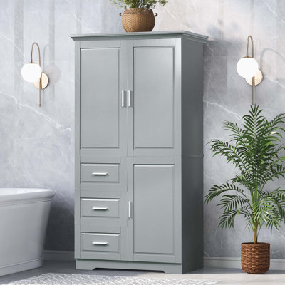 Armoire de rangement élégante Figueredo - Rangement de salle de bain spacieux avec portes et trois tiroirs - Améliorez votre espace dès aujourd'hui