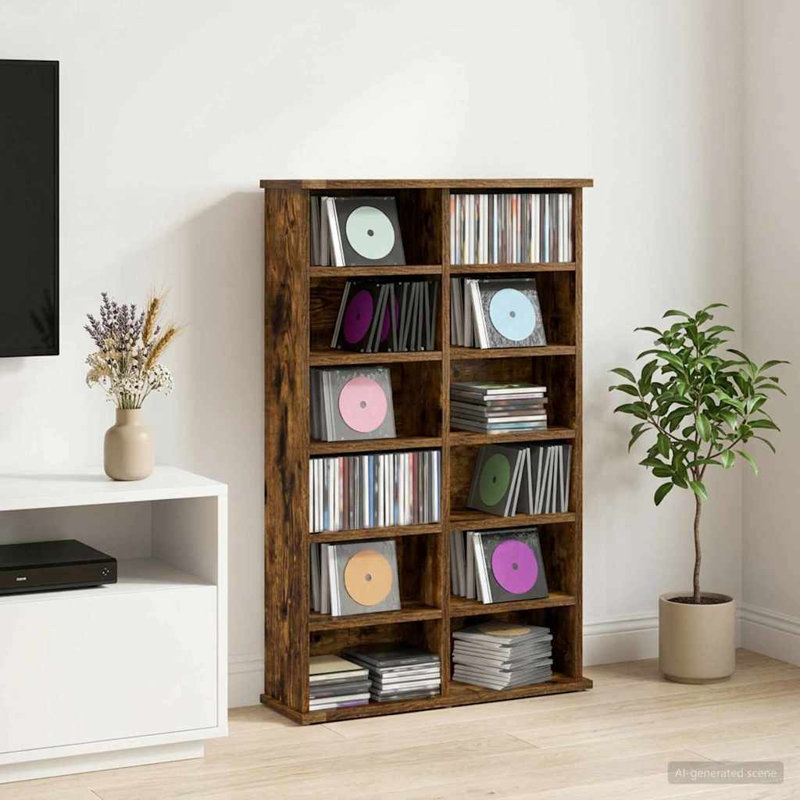 92 cm H Media Shelves, Smoked Oak