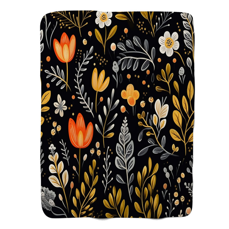 Wild Florals - 1 Piece Premium Sherpa Blanket, Twin