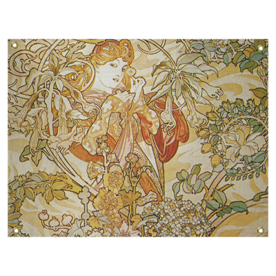 Femme entre des fleurs tapisserie Magdaleno