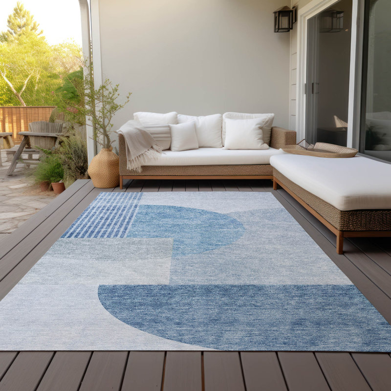 Washable Geometric Indoor / Outdoor Rug, Rectangle 5' x 7'6"