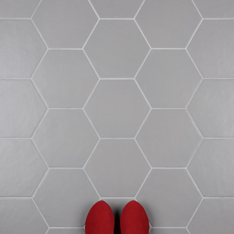 Hexatile 7" x 8" Porcelain Tile, Matte Gray