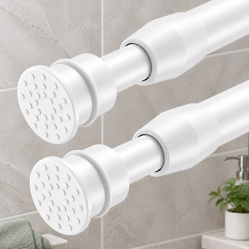 Cet ensemble de 2 tringles à rideaux à tension et ressort blancs s'ajuste de 27 à 38 pouces; La conception extensible sans perçage convient aux fenêtres, aux portes, aux placards et aux portes.