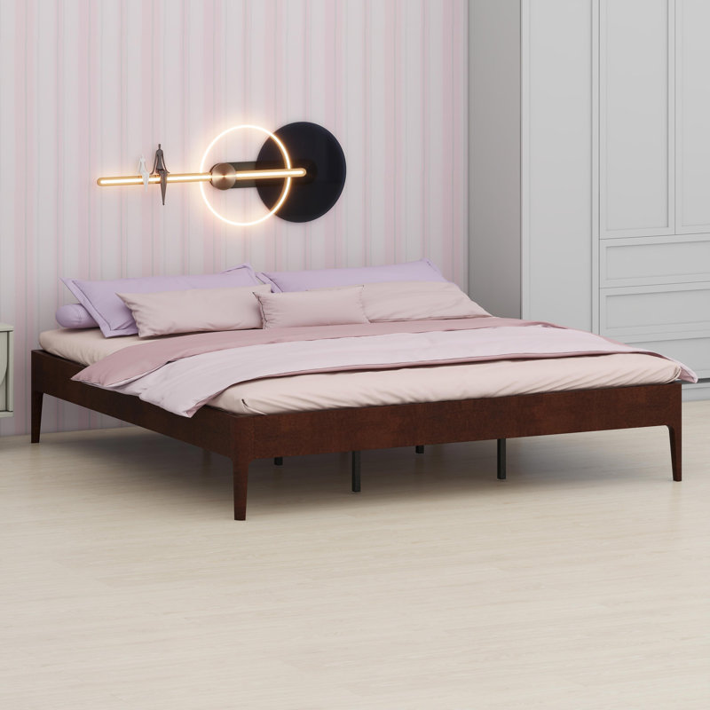 Sleek Simple Style Bed Frame with Engineered Support Grid and Tool-Free Construction, Chocolate