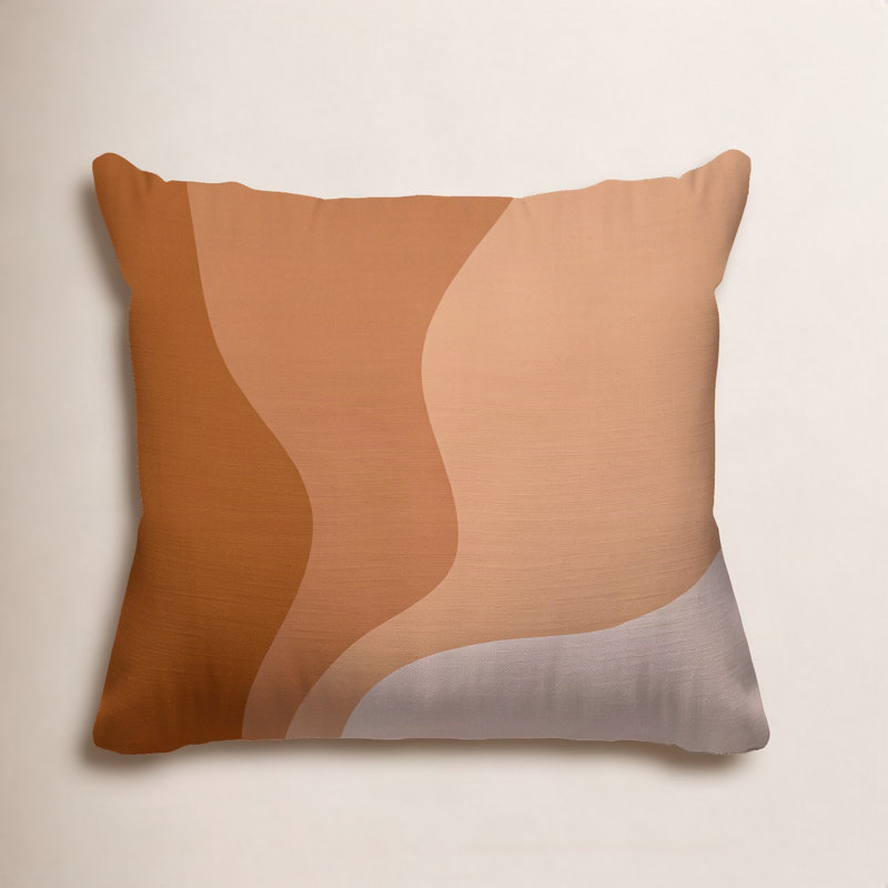 Bunko Ombre Outdoor Reversible Throw Pillow, Orange, 17" x 17", Square