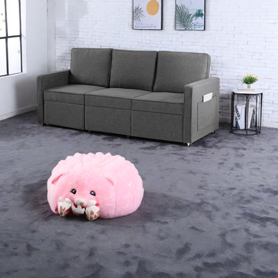 Space-saving Modern Linen Sofa, Extendable Couch For Family & Small Spaces