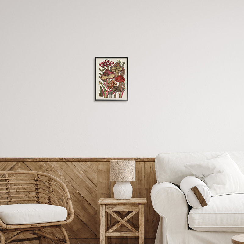 Layered Mushroom Nature Botanicals Intricate Floral Patterns - Floater Frame, impression sur toile