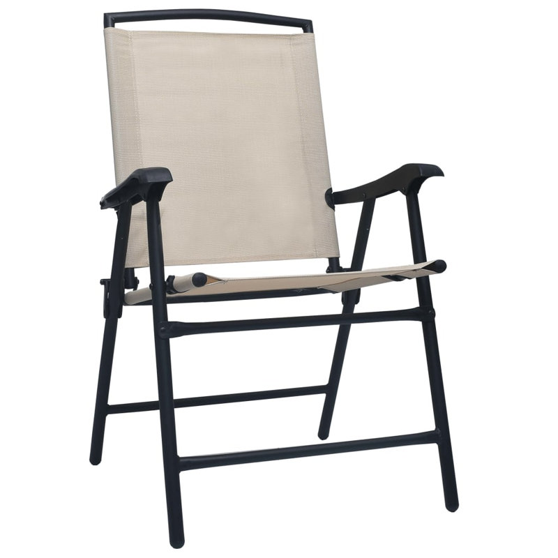 Brasfield Patio Folding Chair Folding Chair Set, Cream