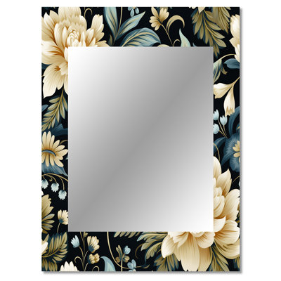 Aleashia Tribal Green Damask Accents - damask  Decorative Mirror, Boho Wall Mirror, Printed Metal Art