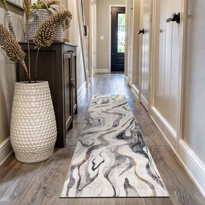 Contemporary Marble Washable Non Slip Area Rug