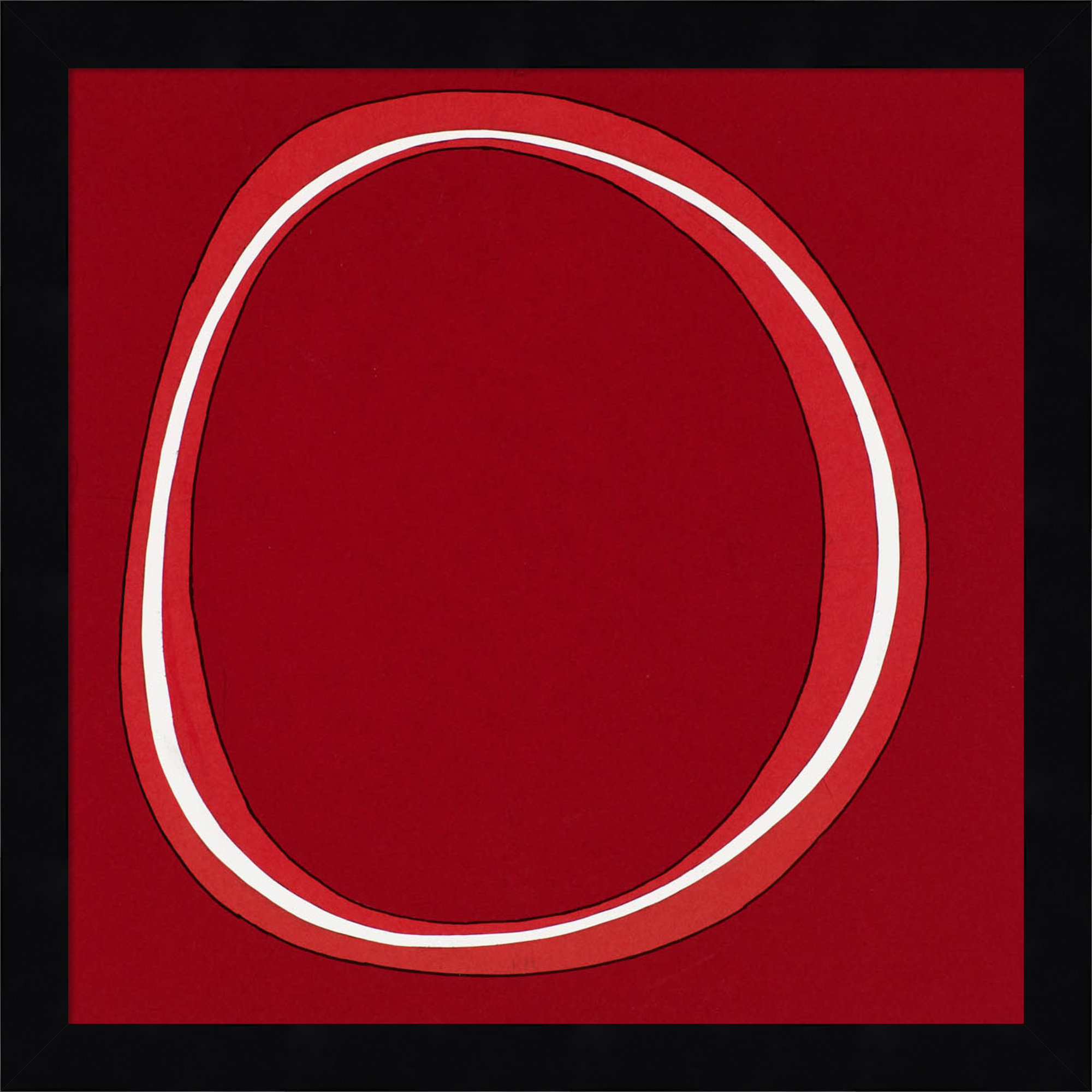 Red Circle by Alex Dunn, 13" H x 13" W, Black