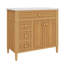 Meuble-lavabo de 36 po en bois avec lavabo, tiroir rabattable, 3 tiroirs, 2 portes à fermeture en douceur, bois massif et panneau de fibres à densité moyenne