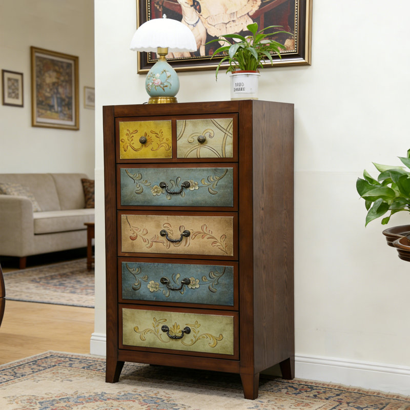 Commode décorative rectangulaire en bois massif