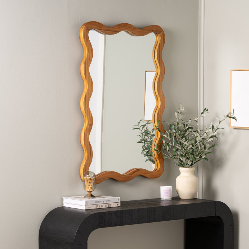 Reagan Natural Wall Mirror, Oak Wood