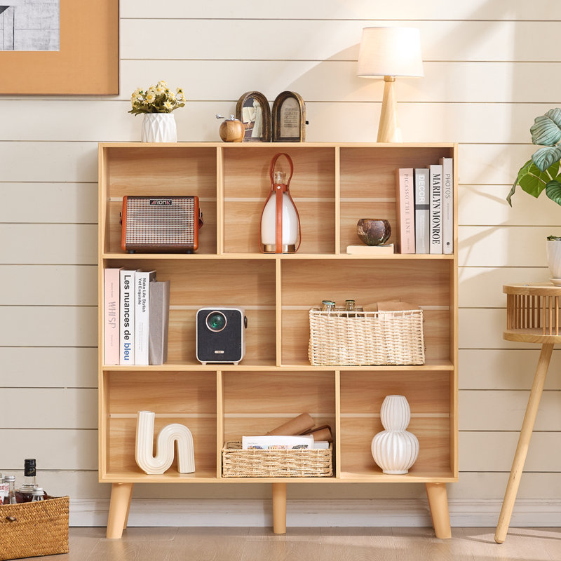 8 Cube Book Shelf,3 Tier Bookshelf With Legs, Modern Open Storage Organizer,Boho Bookcase,Display Cabinet Shelf Free Standing Bookshelves For Bedroom,Living Room,Office