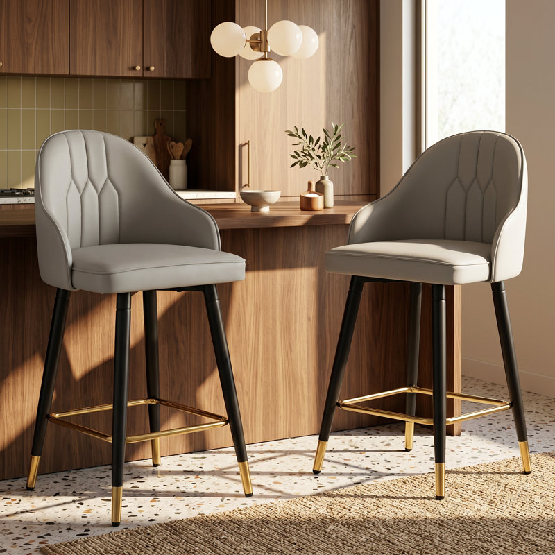 Tabouret de bar en similicuir de l 19,6 po x P 17 po x H 37,7 po Droom, Light Brown