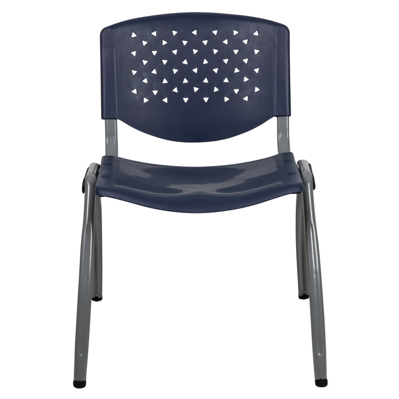 Navy and Black Metal Stacking Reception Chair