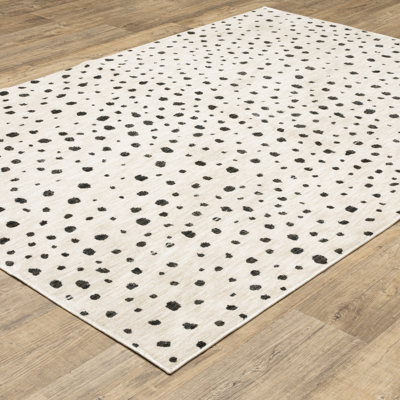Harlow Abstract Spots Beige/ Black Area Rug