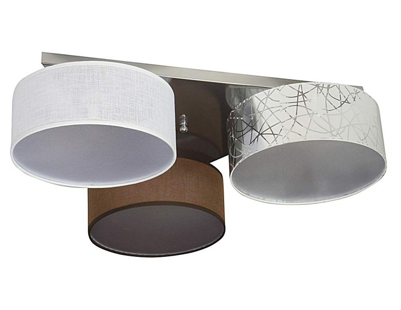 Pulley Fabric Semi Flush Mount, Silver/White/Brown