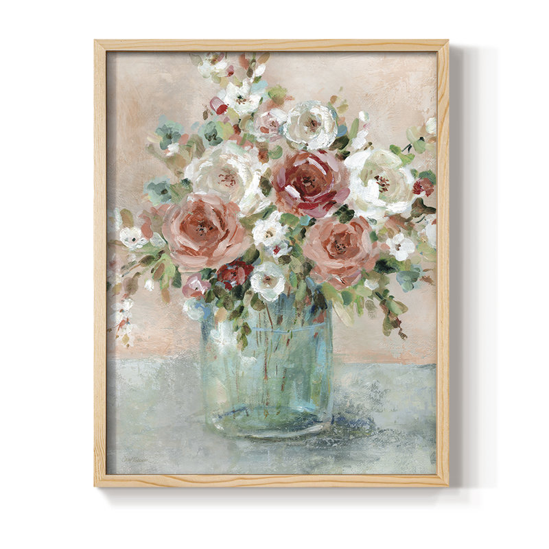 Peach Blush Framed Print - Solid Wood, Natural, 30" H x 24" W