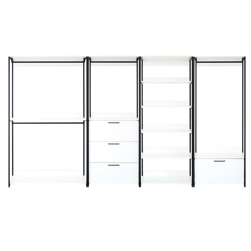 Walk In Closet - Blanc, structure en métal, rangement extra profond et antirouille, eau chaude, égratignure, planche autoportante E0 avec cadre classé
