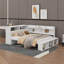 Lit de jour avec armoires de rangement, range-chaussures, structure en bois de pin massif avec ports USB-956259236