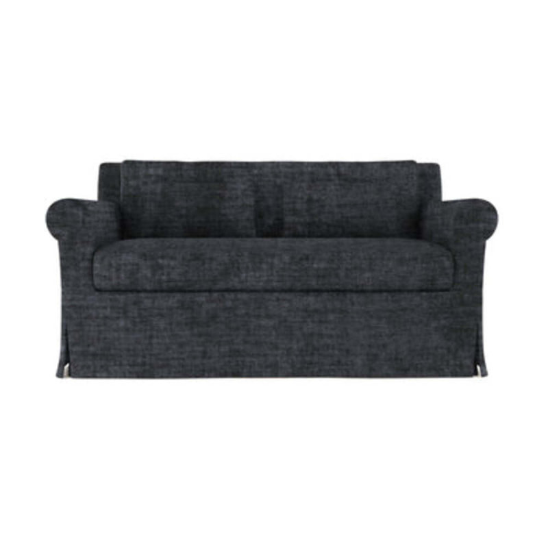 Causeuse à accoudoirs arrondis Ludlow, H 34 po x l 60 po x P 42 po, Velours écrasé graphite, Ébène