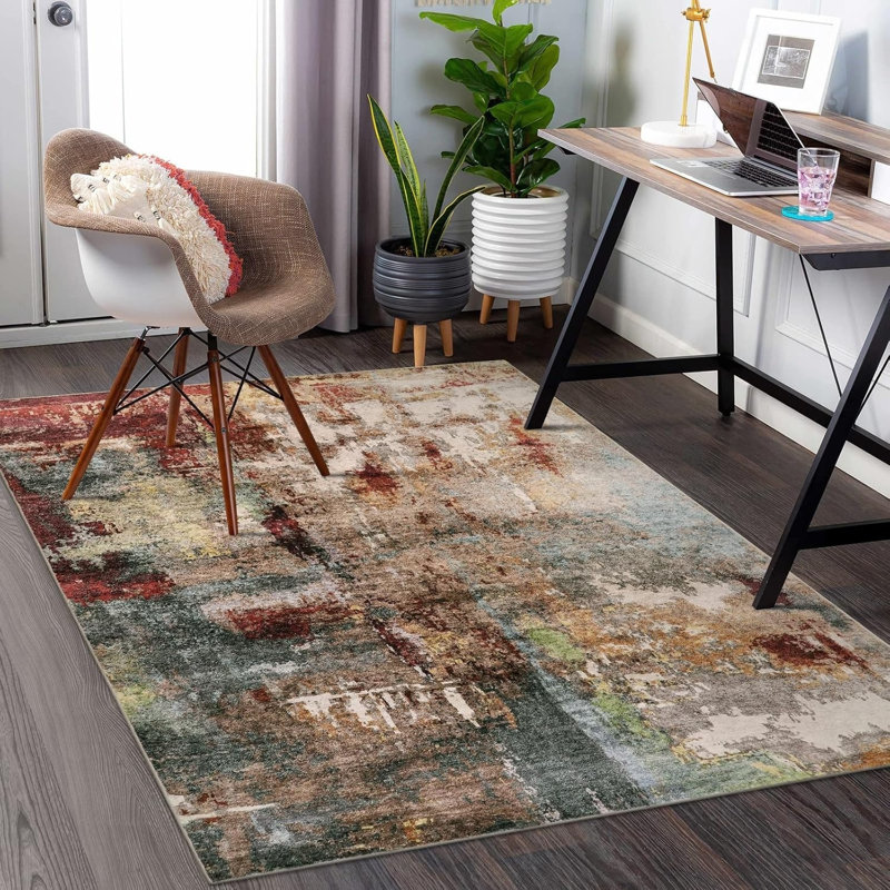 Multicolor Abstract Brushstroke 5 x 7 Ft Rug for Living Room Bedroom