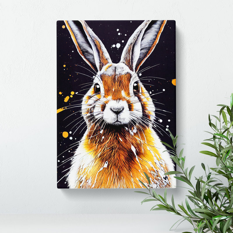 Paint Splashed Hare No.4 - Wrapped Canvas, 76cm H x 50cm W x 3cm D