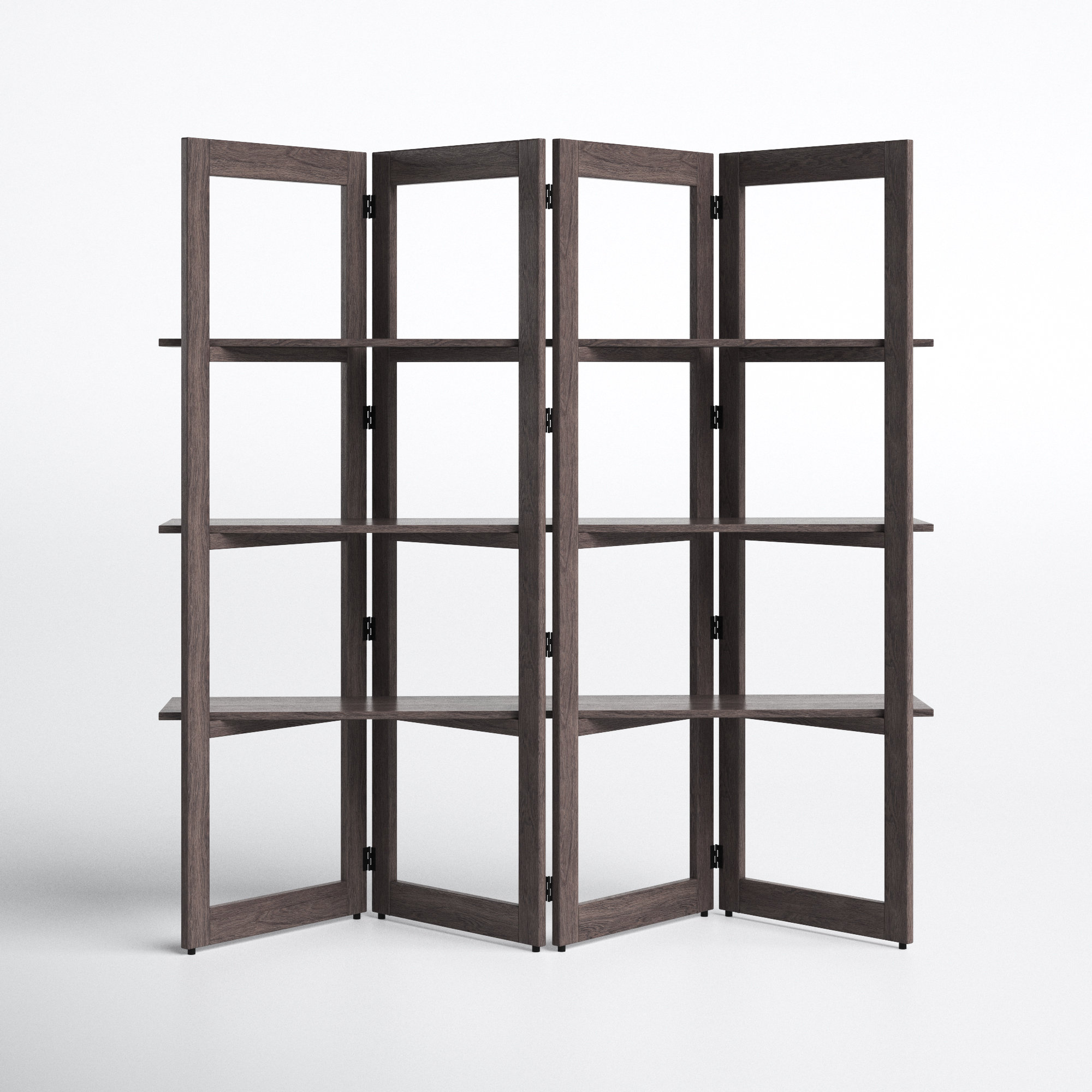 Wide Geometric Bookcase, Dark Brown