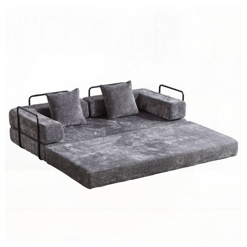 Canapé-lit convertible Chenille, Gris foncé