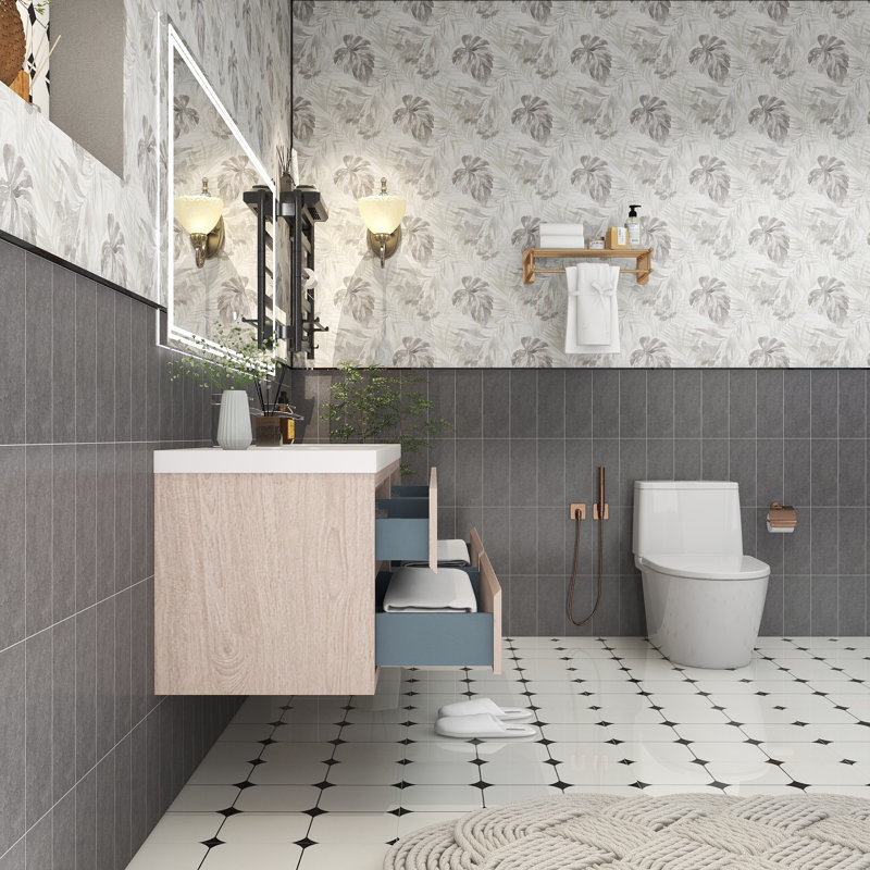 Meuble-lavabo double avec plateau 70,9 po Castanea, Bois rose