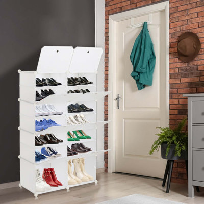 Étagère de rangement à 7 niveaux avec 28 paires de 14 grilles