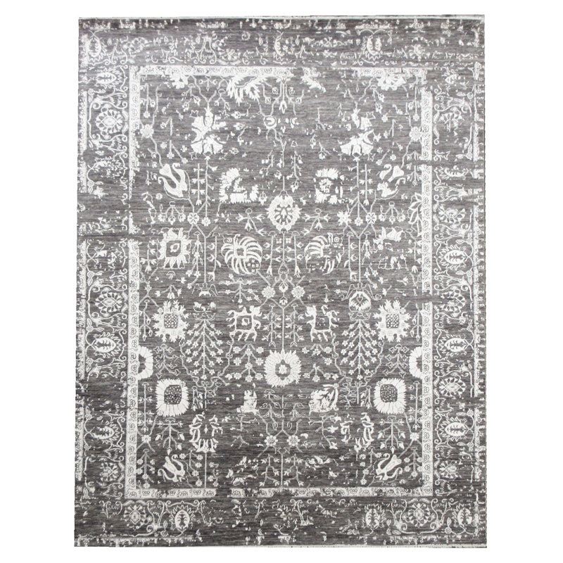 10 x 14 laine fine et soie, motif moderne cassé