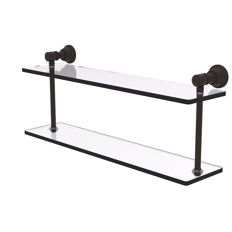 Freyja 2 Piece Glass Tiered Shelf, Oil Rubbed Bronze, 5.6" H x 22" W x 9.2" D