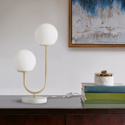 Lampe de table en métal 2 lumières Globe