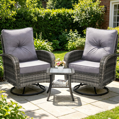 Outdoor Swivel Wicker Glider Patio Chairs with Table Set