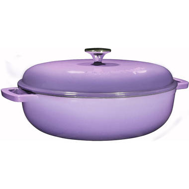 Bruntmor 2 in 1 Enameled Cast Iron Double Dutch Oven & Skillet Lid, 5-Quart, Induction, Electric, GAS & in Oven Compatible, Caribbean