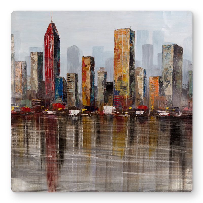 Rust Looking City - Industrial Building Metal Print Decor