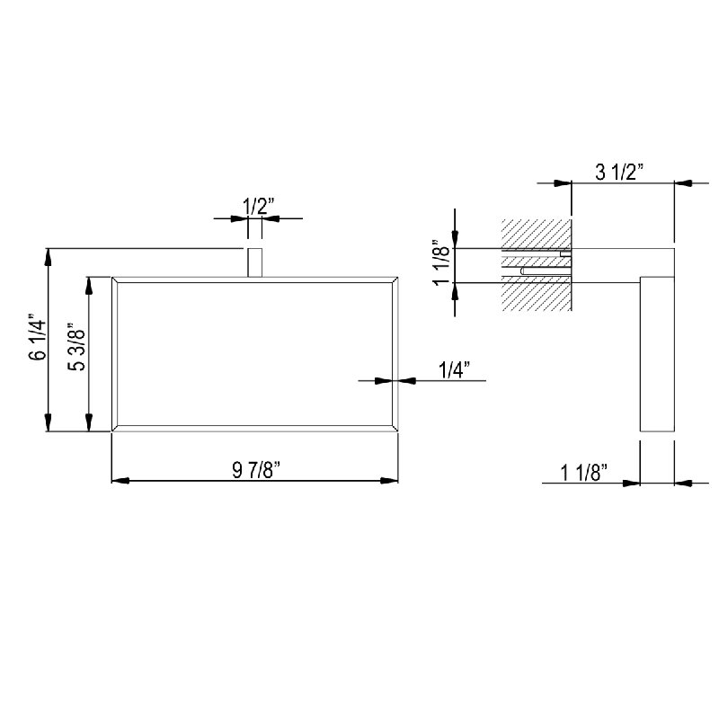Quartile Rectangular Towel Holder Ring, Satin Nickel
