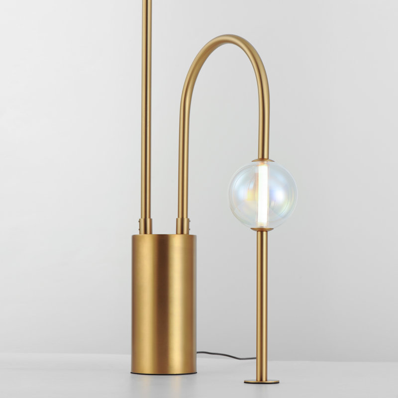 Dreamer LED Floor Lamp, Natural Aged Brass, Iridescent