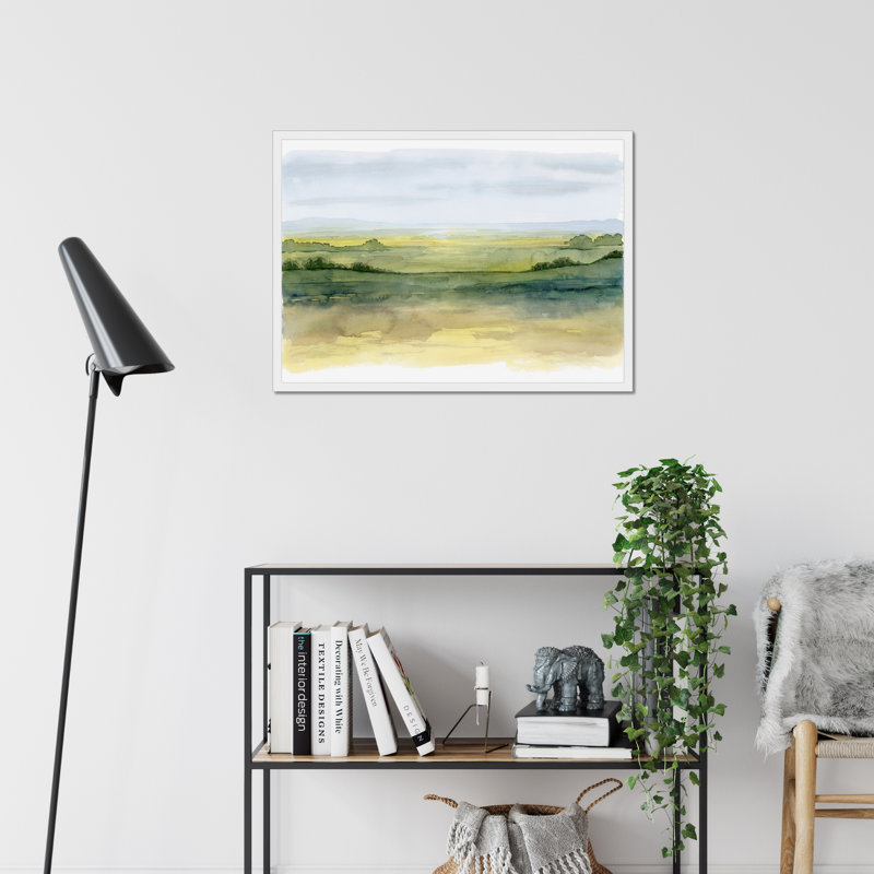 Golden Strata I by Grace Popp - Painting, 34cm H x 50cm W, White Framed Paper Print