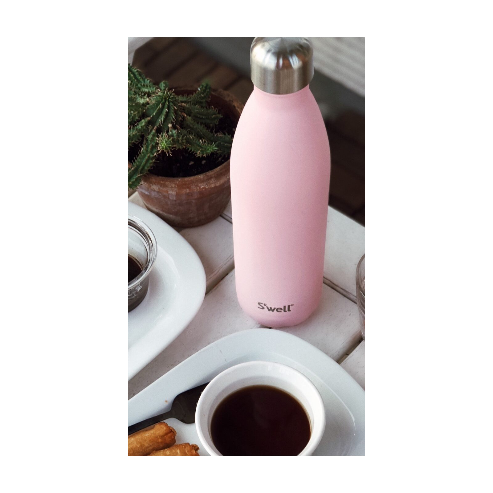 S'well Stainless Steel Triple-Layered Vacuum-Insulated Water Bottle, Pink Topaz, 25.oz