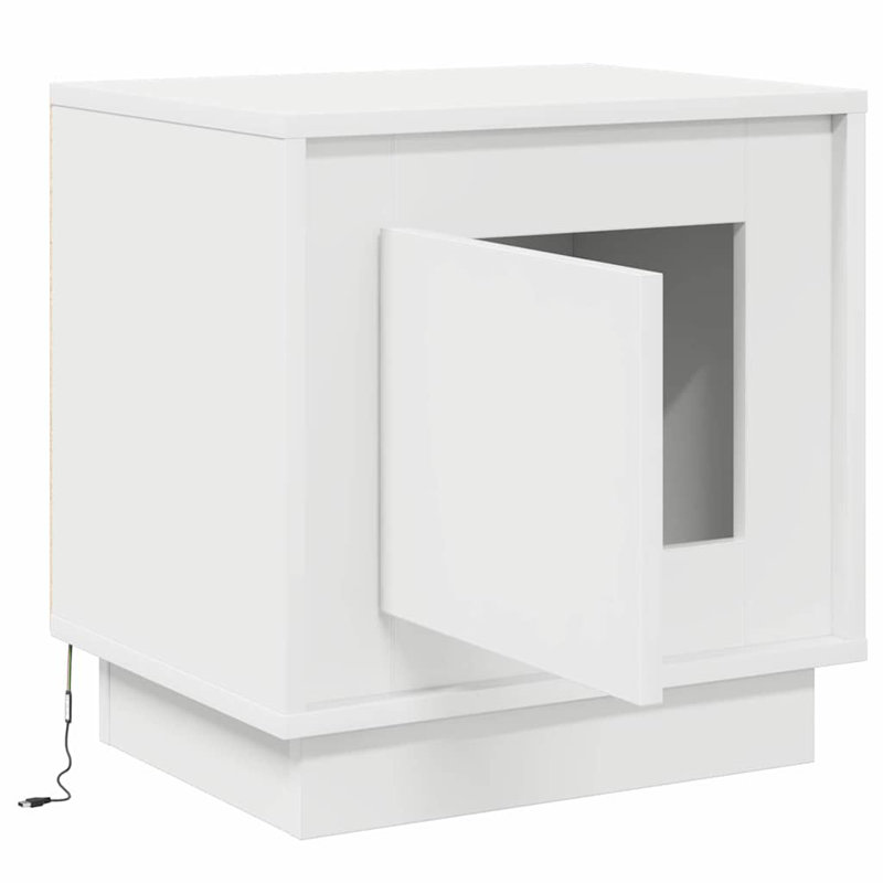 Bedside Cabinet With 44 X 34.5 X 45 Cm Engineered Wood, White