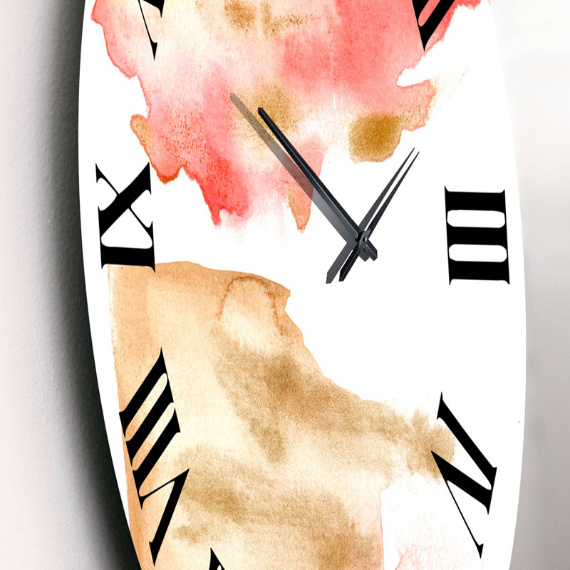 Rose, or, rouge, nuage abstrait beige - horloge murale moderne, Petit