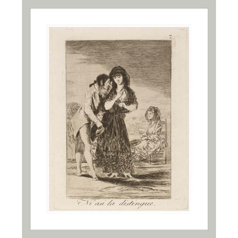 Ni asi la distingue. (Même ainsi, il ne peut pas la faire sortir.) Par Francisco de Goya, H 28,83 po x l 23,5 po