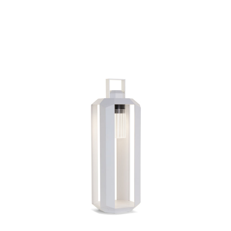 Cube Outdoor Lantern Small Battery, 28.3" H x 9.6" W x 9.6" D, Matt White