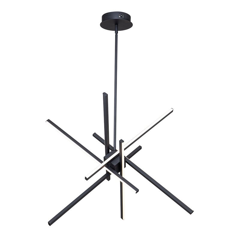 Lustre linéaire spoutnik moderne à 6 lumières Kayanna, Noir