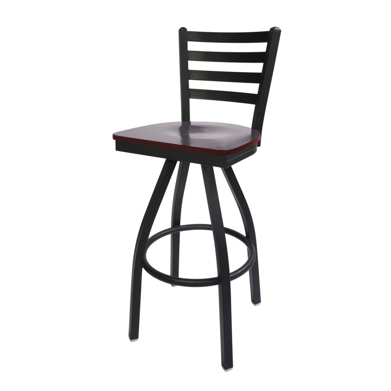 Swivel Counter Stool with Metal Frame, Rustic Brown/Black