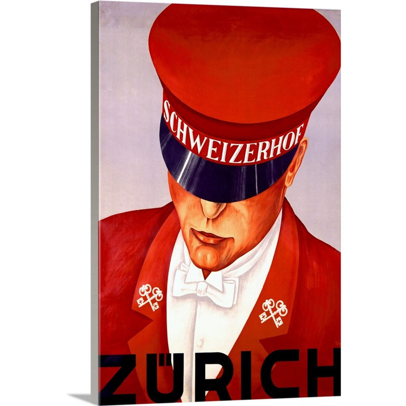 Reproduction d'art sur toile tendue, "Zurich, Schweizerhof", par Alex W. Diggelmann, Toile tendue